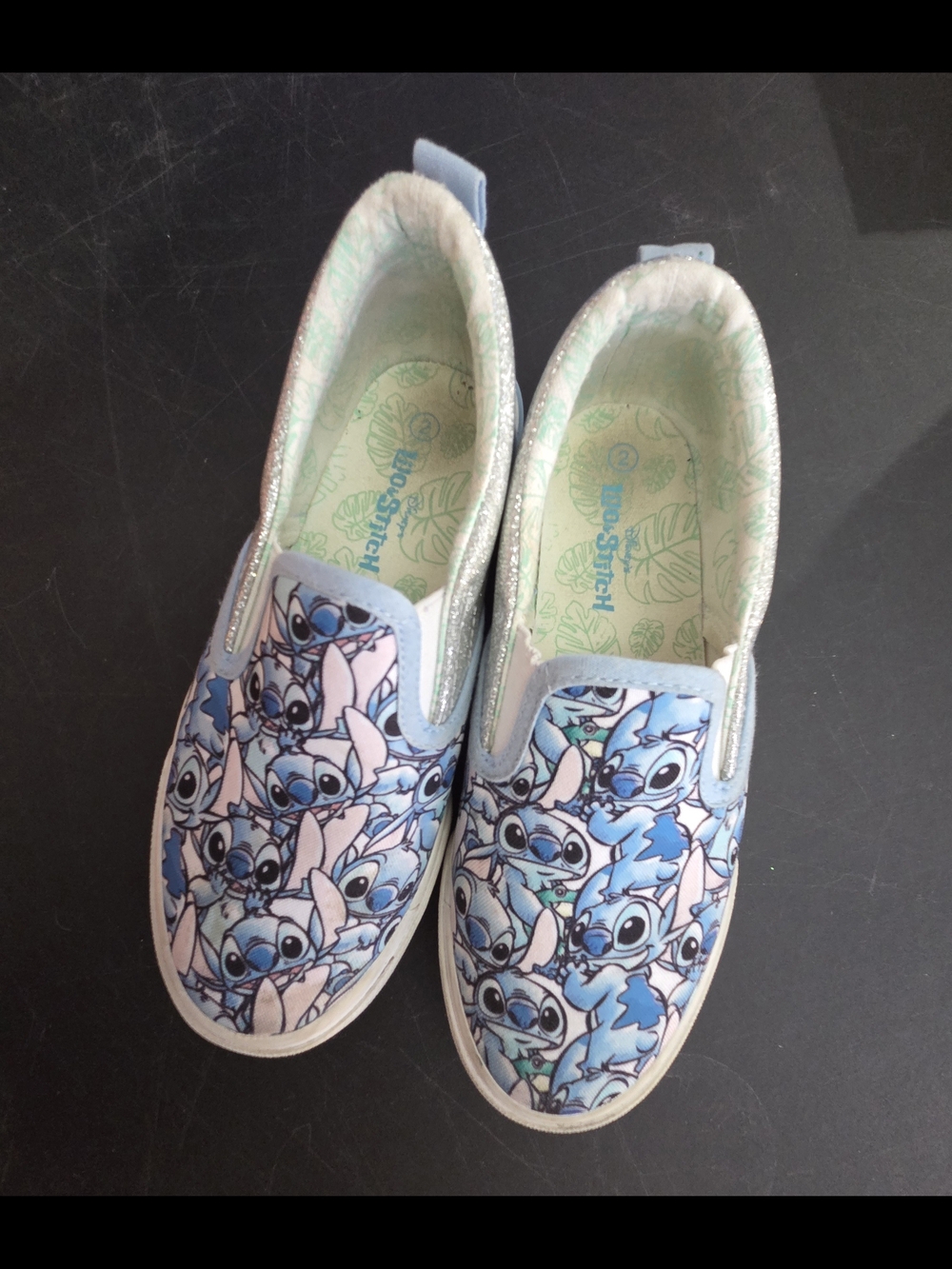 Disney Kids Slip-On Sneakers with Blue Stitch Print